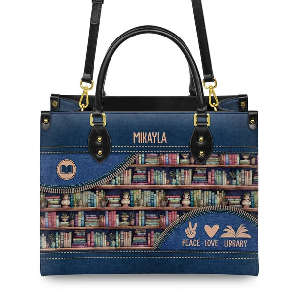 Peace Love Library Leather Bag