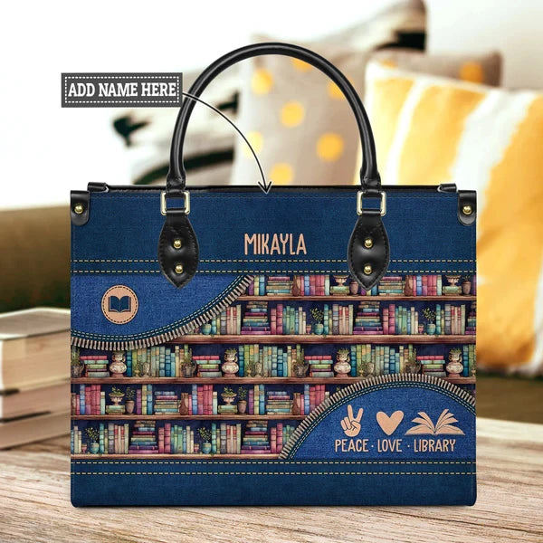 Peace Love Library Leather Bag