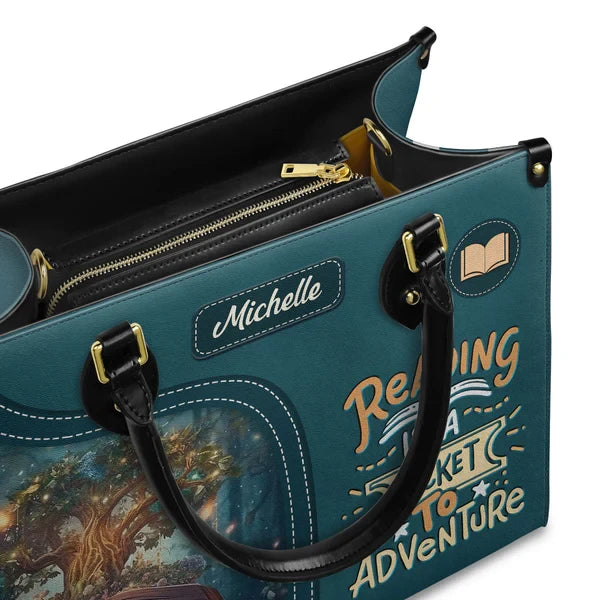 Reading Is A Ticket To Adventure Leather Bag