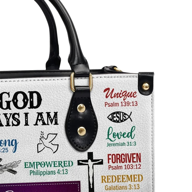 God Says I Am Leather Bag