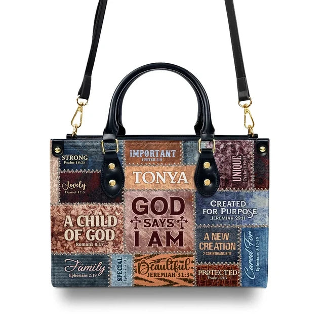 God Says I Am Leather Bag