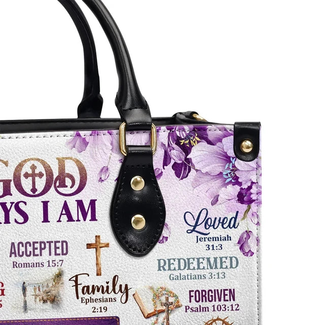 God Says I Am Leather Bag