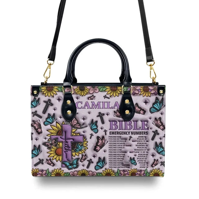 Bible Emergency Numbers Leather Handbag