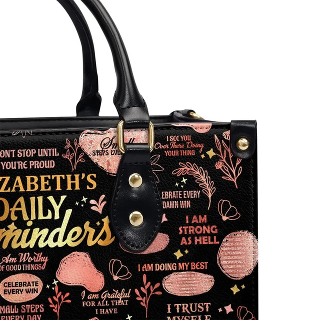 Daily Reminders Leather Handbag