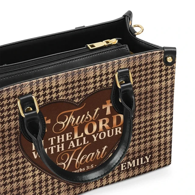 Trust In The Lord With All Your Heart Leather Handbag