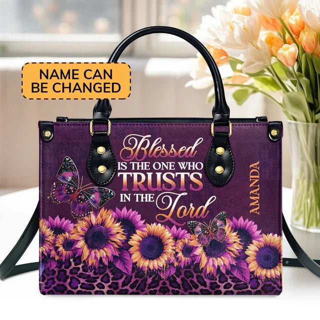 Blessed Is The One Who Trusts In The Lord Leather Handbag