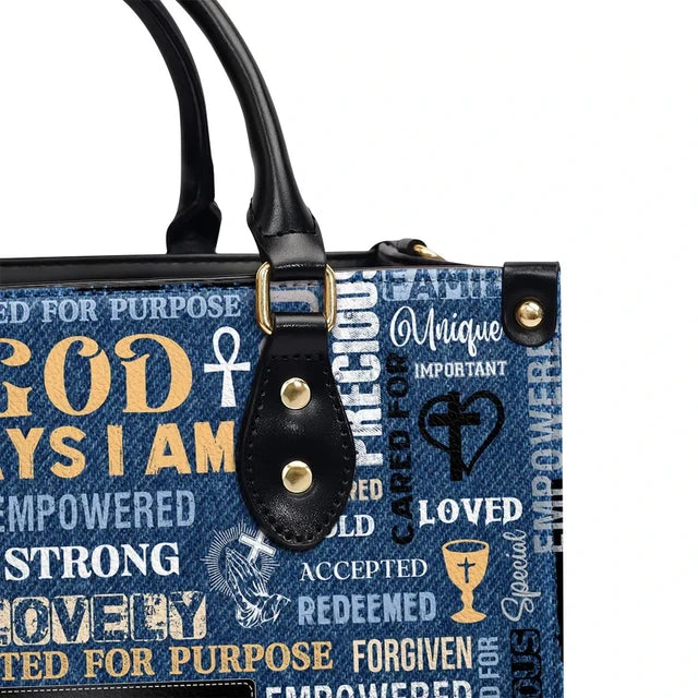 I Am A Child Of God Leather Handbag