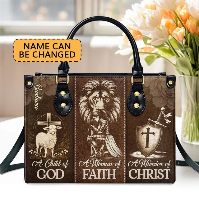 A Woman Of Faith Leather Handbag