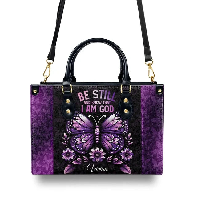 Be Still And Know That I Am God Leather Handbag