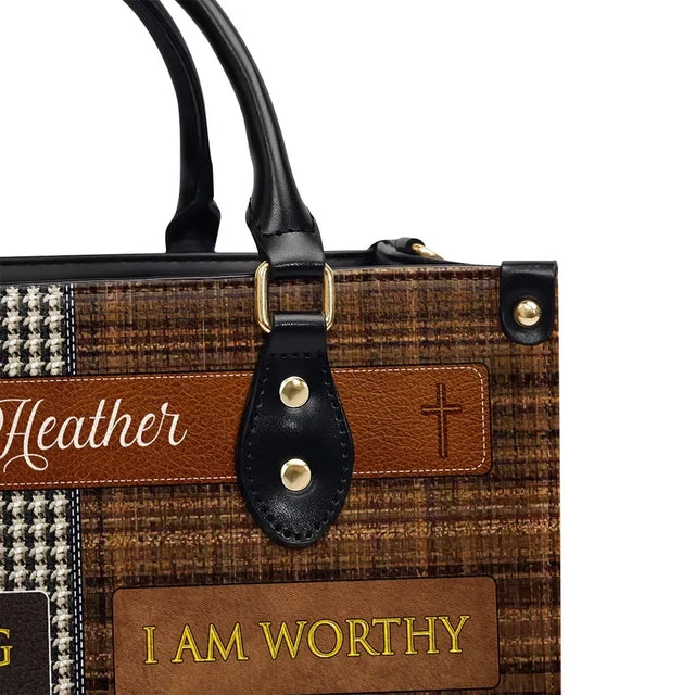 I Am Worthy Leather Handbag