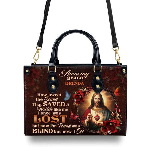 Jesus Amazing Grace Leather Handbag