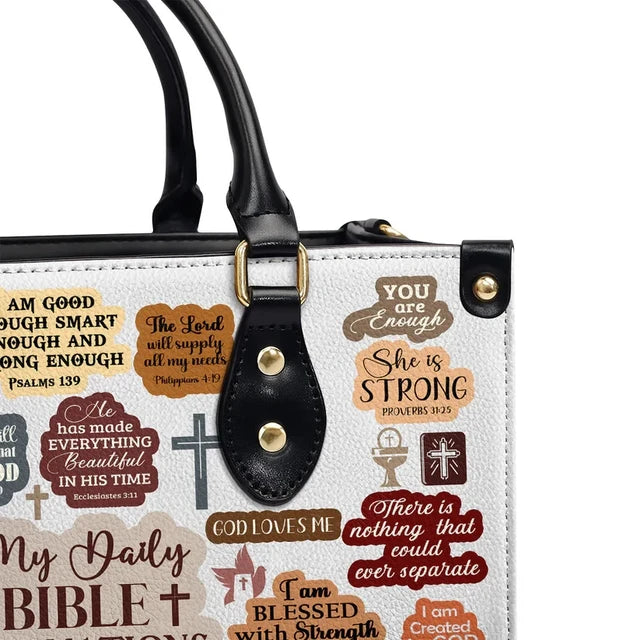 My Daily Bible Affirmation Leather Handbag