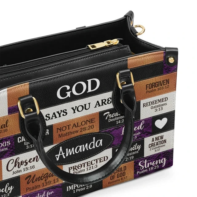 God Says I Am Leather Handbag