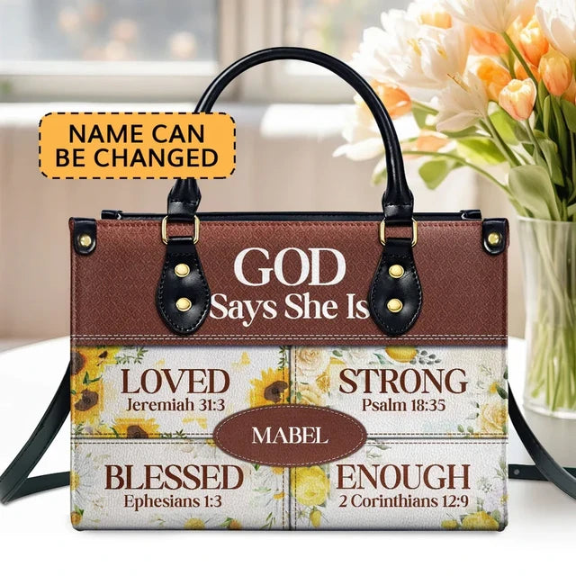 God Says She Is Leather Handbag