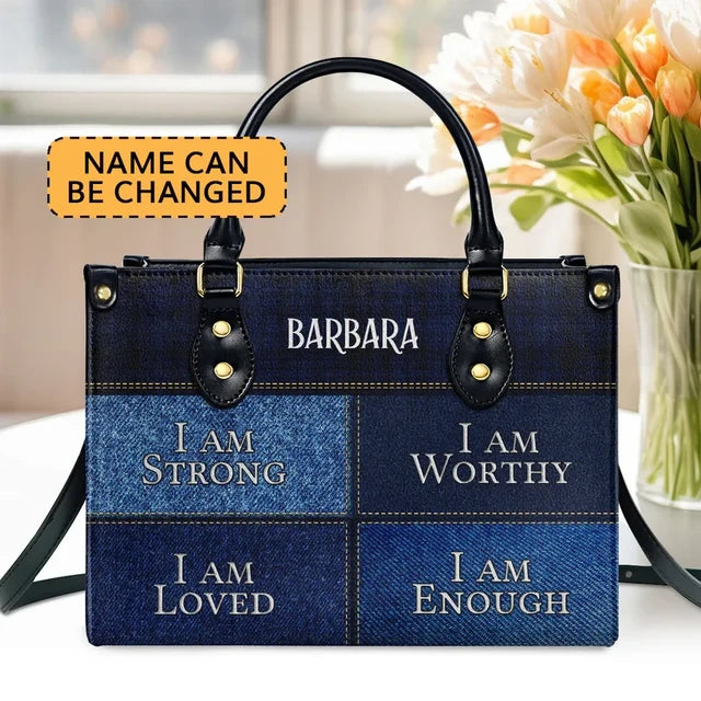 I Am Enough Leather Handbag