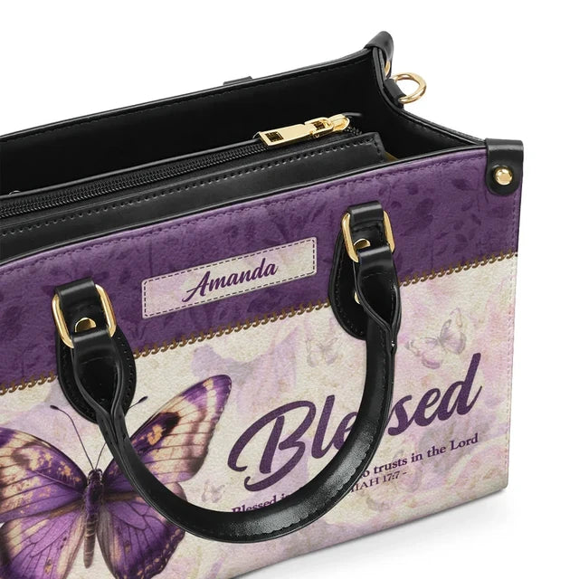 Blessed Is The One Who Trusts In The Lord Leather Handbag