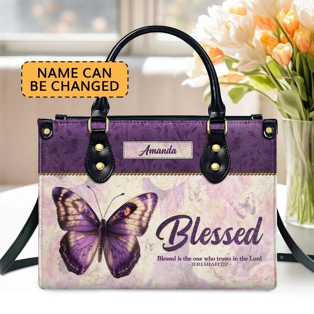 Blessed Is The One Who Trusts In The Lord Leather Handbag