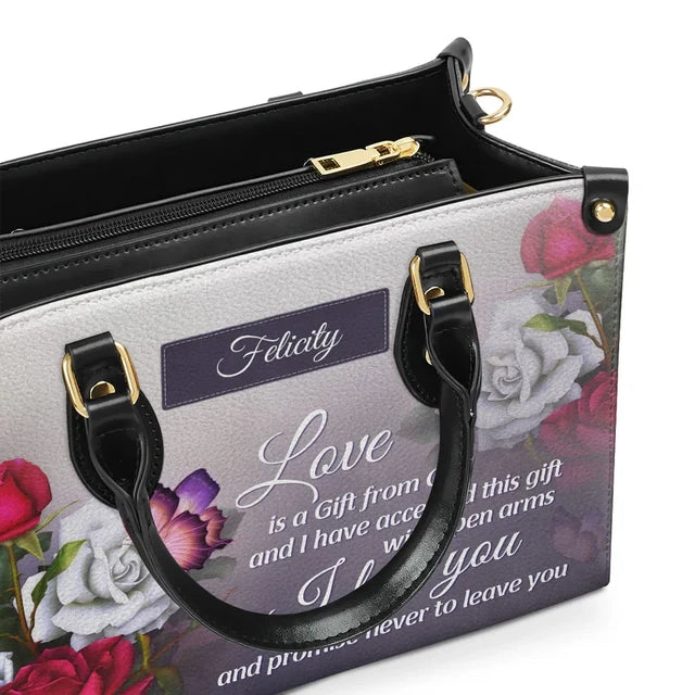 Love Is A Gift From God Leather Handbag