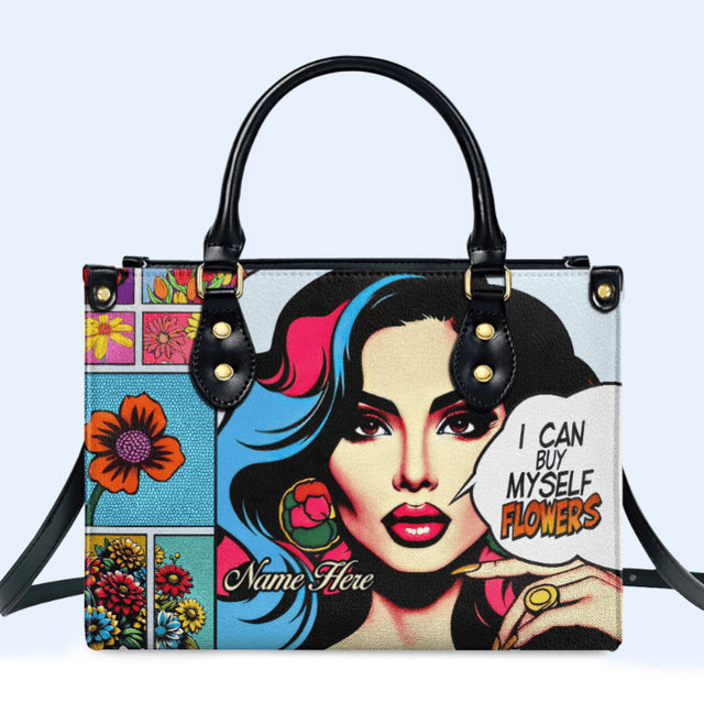 I Can Buy Myself Flowers Leather Handbag