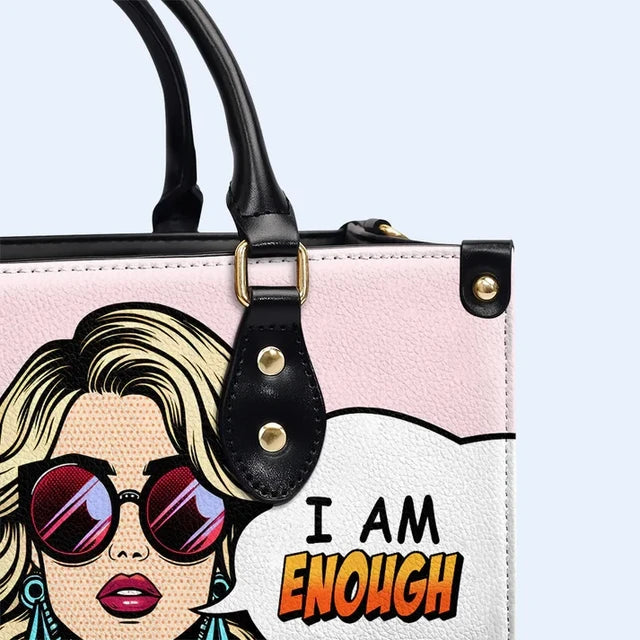 I Am Enough Leather Handbag