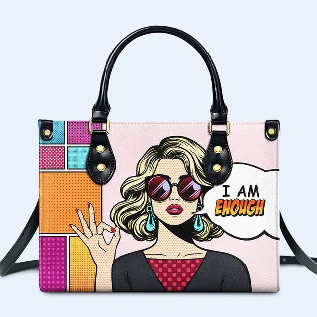 I Am Enough Leather Handbag