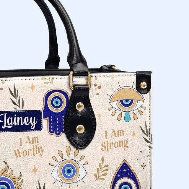 I Am Strong - Evil Eye Leather Handbag