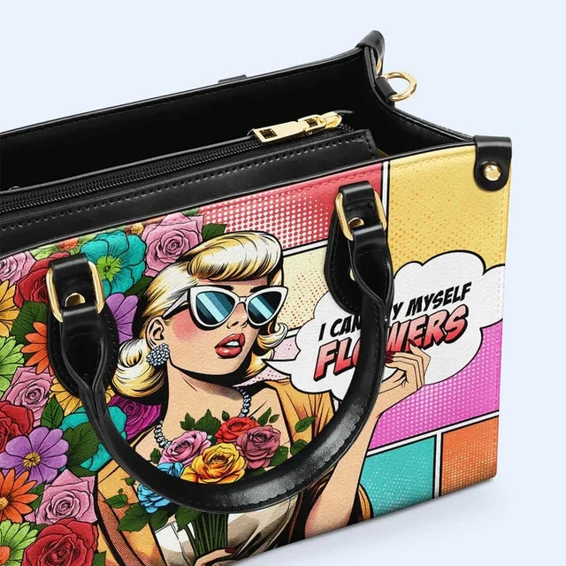 I Can Buy Myself Flowers Leather Handbag