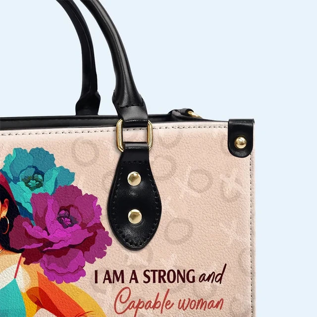 I Am Strong And Capable Woman Leather Handbag