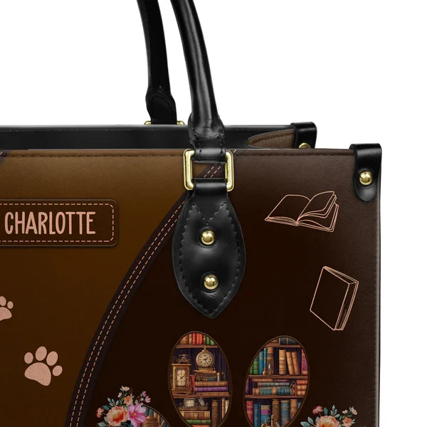 Easily Distracted By Dogs And Books Leather Bag